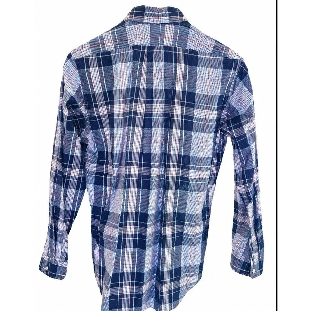 Polo Ralph LAUREN Large 15 -34  Button Down Plaid Long Sleeve Oxford Sport Shirt